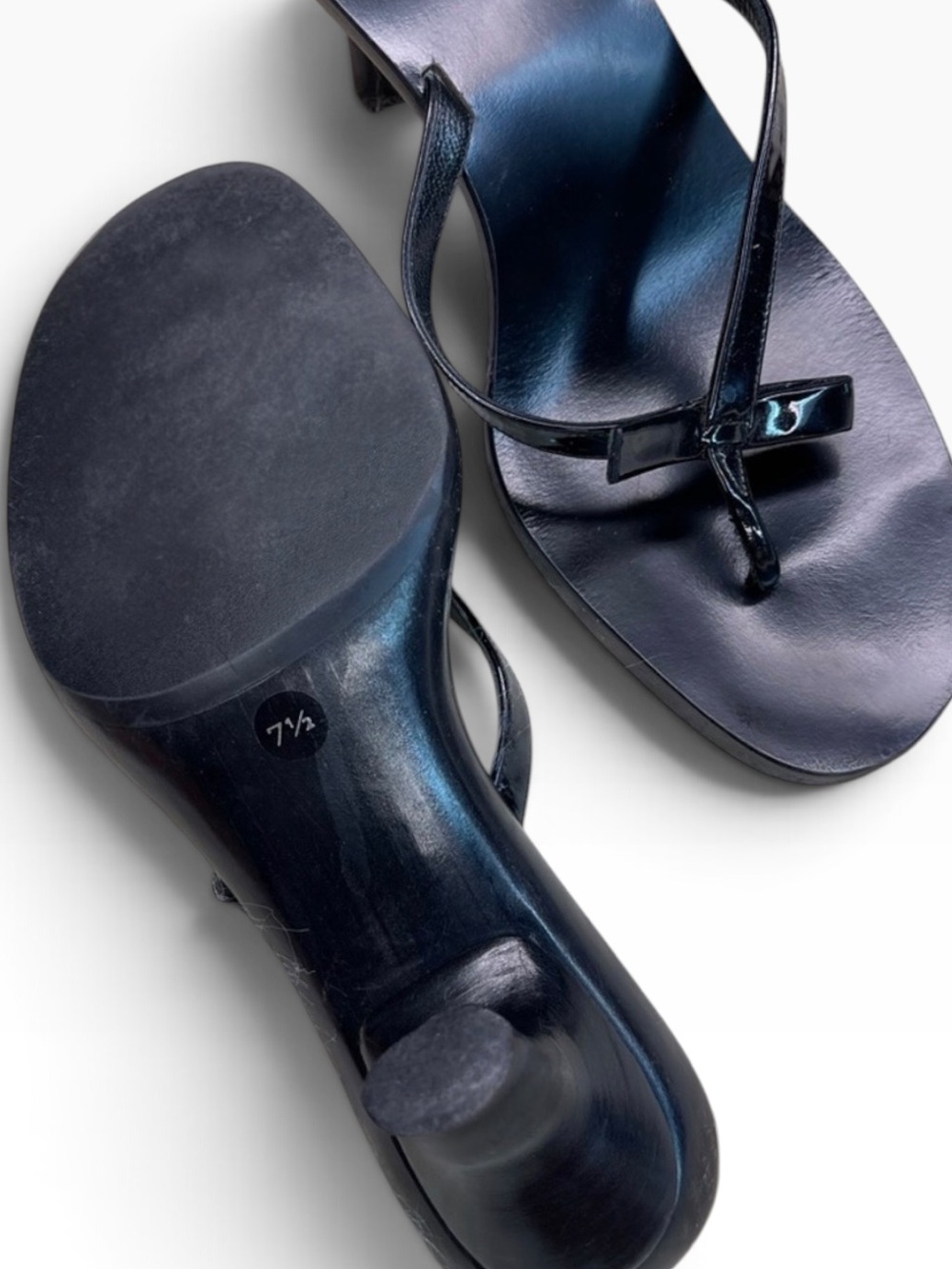 Auth Gucci Black Leather Bow Thong kitten Heel sandal Y2K 90s in Box  7.5 - Picture 8 of 8